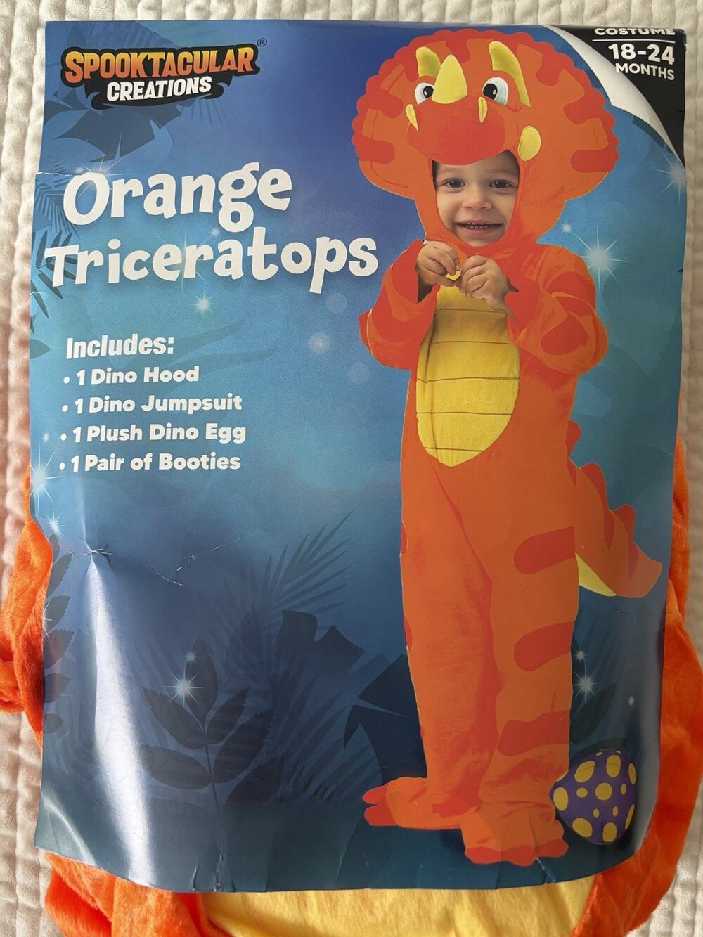 Spooktacular creations Toddler Triceratops Costume - Size 18-24 mo - Orange rare
